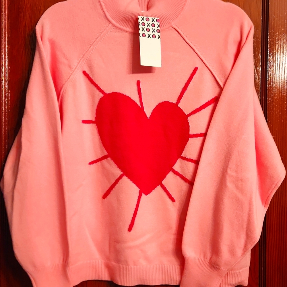 XOXO Pink Sweater size small pink heart
